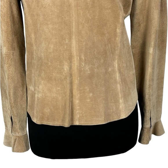 MARGARET GODFREY STYLE 8776 RUFFLE FRONT SUEDE LEATHER SNAP SHIRT JACKET SHACKET - Picture 11 of 16